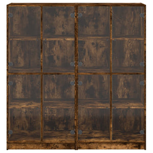 Βιβλιοθήκη με Πόρτες Καπνιστή Δρυς 136x37x142 εκ. Επεξ. Ξύλο