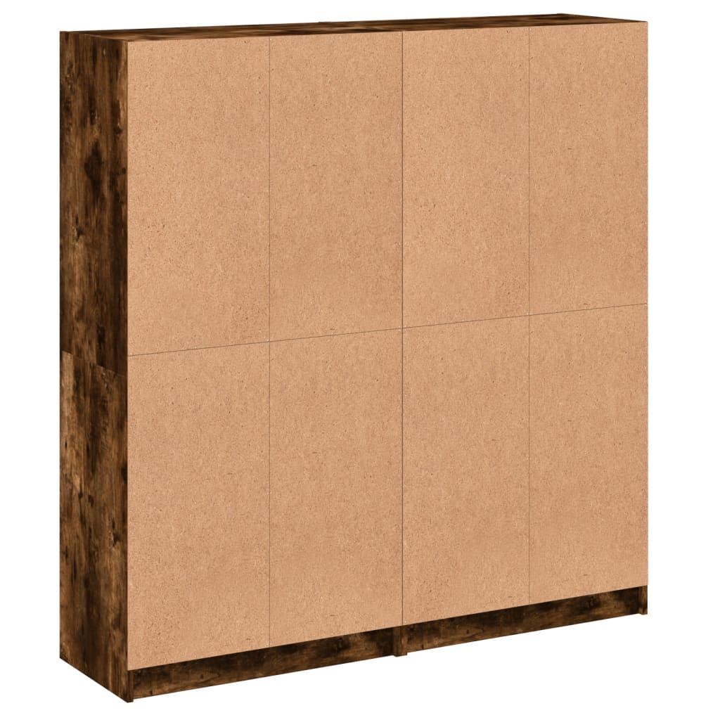 Βιβλιοθήκη με Πόρτες Καπνιστή Δρυς 136x37x142 εκ. Επεξ. Ξύλο