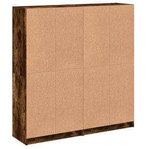 Βιβλιοθήκη με Πόρτες Καπνιστή Δρυς 136x37x142 εκ. Επεξ. Ξύλο