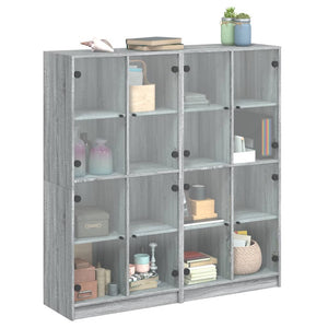Βιβλιοθήκη με Πόρτες Γκρι Sonoma 136x37x142 εκ. Επεξ. Ξύλο