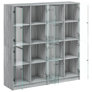 Βιβλιοθήκη με Πόρτες Γκρι Sonoma 136x37x142 εκ. Επεξ. Ξύλο