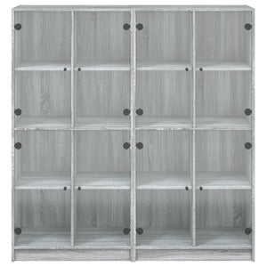 Βιβλιοθήκη με Πόρτες Γκρι Sonoma 136x37x142 εκ. Επεξ. Ξύλο