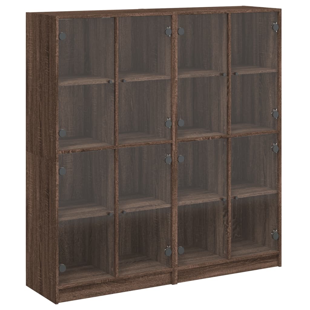 Βιβλιοθήκη με Πόρτες Καφέ Δρυς 136x37x142 εκ. Επεξ. Ξύλο - Pakobazaar