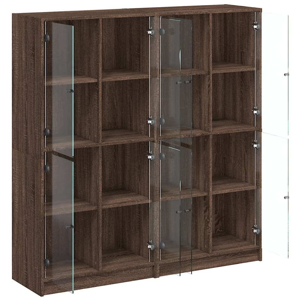 Βιβλιοθήκη με Πόρτες Καφέ Δρυς 136x37x142 εκ. Επεξ. Ξύλο - Pakobazaar