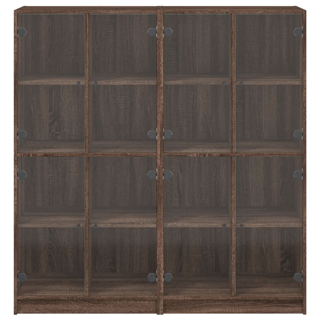 Βιβλιοθήκη με Πόρτες Καφέ Δρυς 136x37x142 εκ. Επεξ. Ξύλο - Pakobazaar