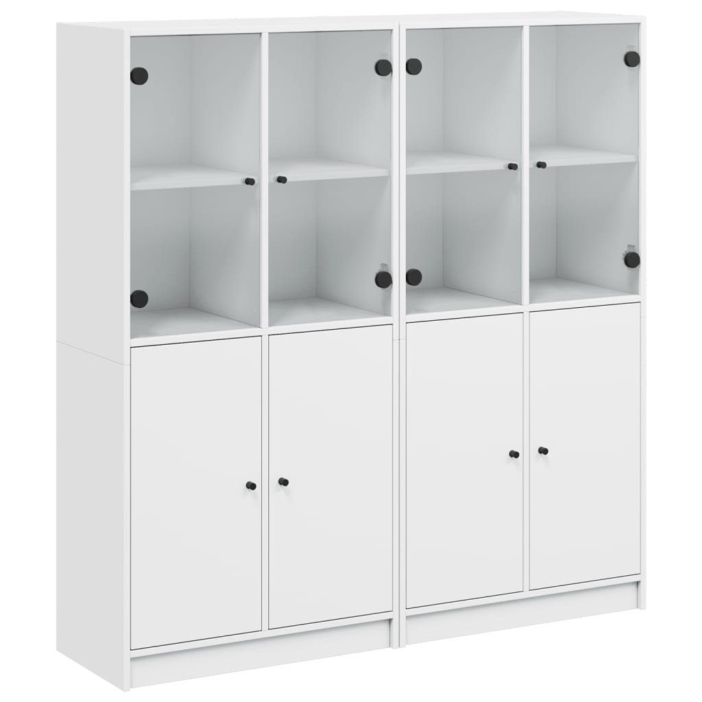 Βιβλιοθήκη με Πόρτες Λευκή 136x37x142 εκ. από Επεξεργ. Ξύλο