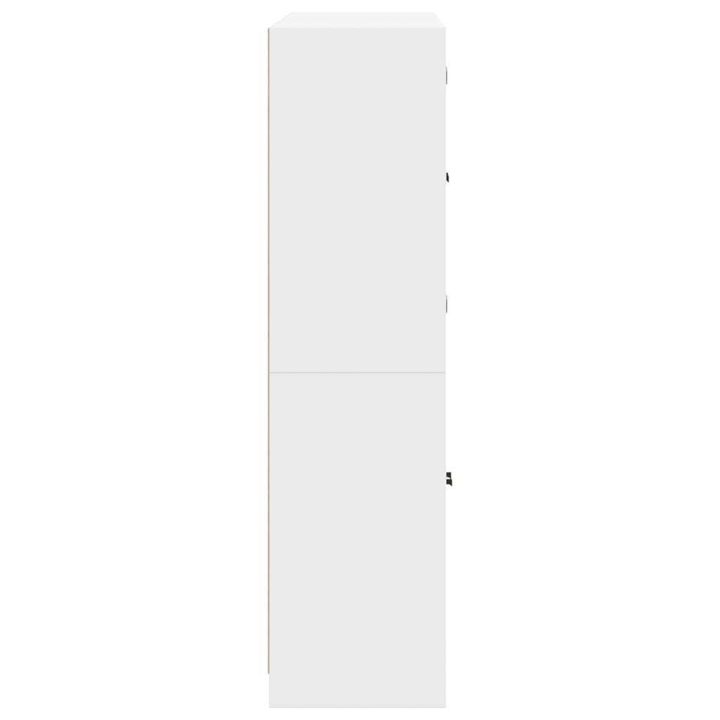 Βιβλιοθήκη με Πόρτες Λευκή 136x37x142 εκ. από Επεξεργ. Ξύλο