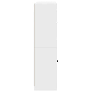 Βιβλιοθήκη με Πόρτες Λευκή 136x37x142 εκ. από Επεξεργ. Ξύλο