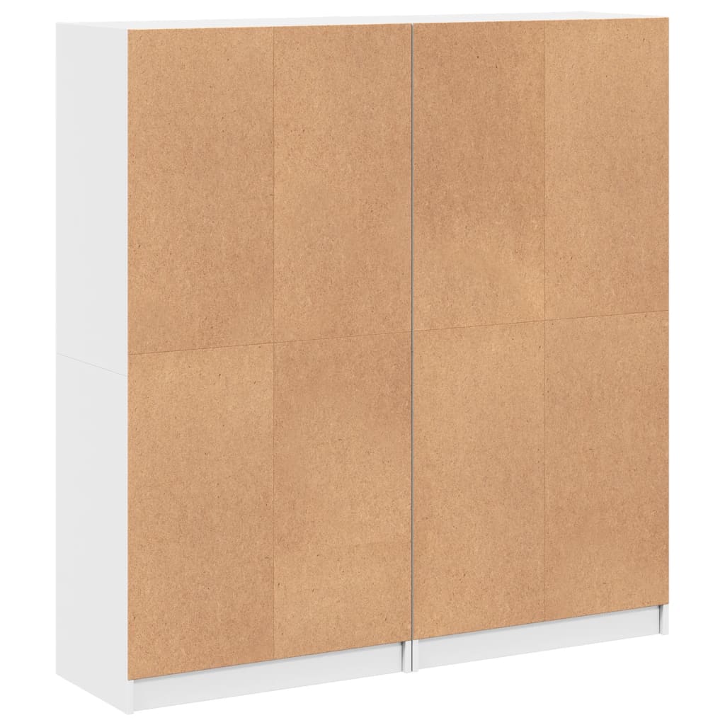 Βιβλιοθήκη με Πόρτες Λευκή 136x37x142 εκ. από Επεξεργ. Ξύλο