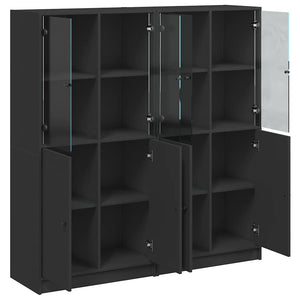 Βιβλιοθήκη με Πόρτες Μαύρη 136x37x142 εκ. Επεξ. Ξύλο