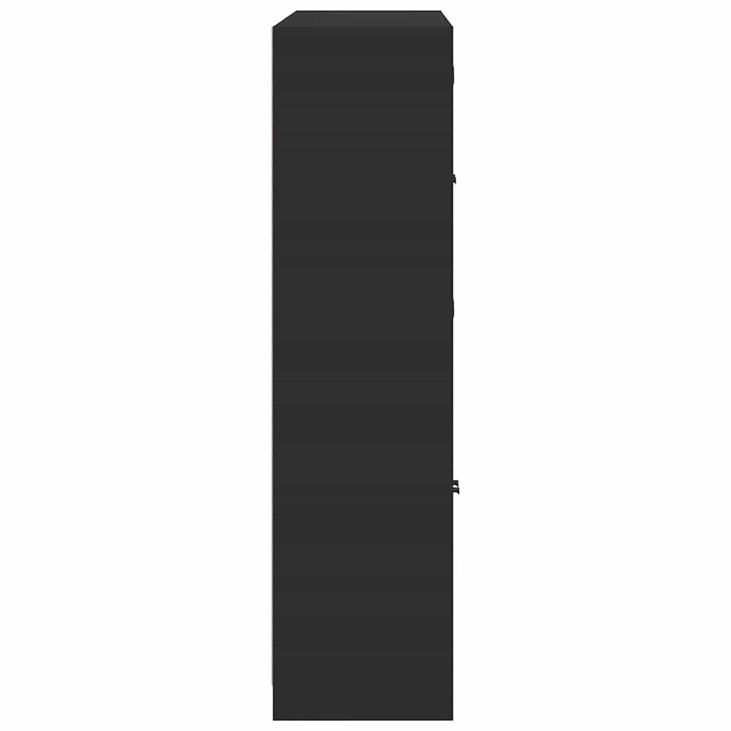 Βιβλιοθήκη με Πόρτες Μαύρη 136x37x142 εκ. Επεξ. Ξύλο