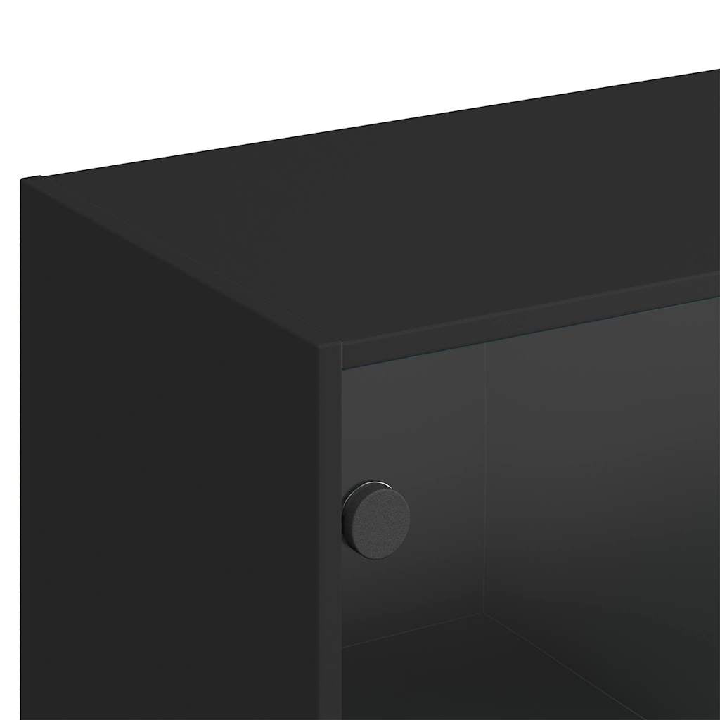 Βιβλιοθήκη με Πόρτες Μαύρη 136x37x142 εκ. Επεξ. Ξύλο
