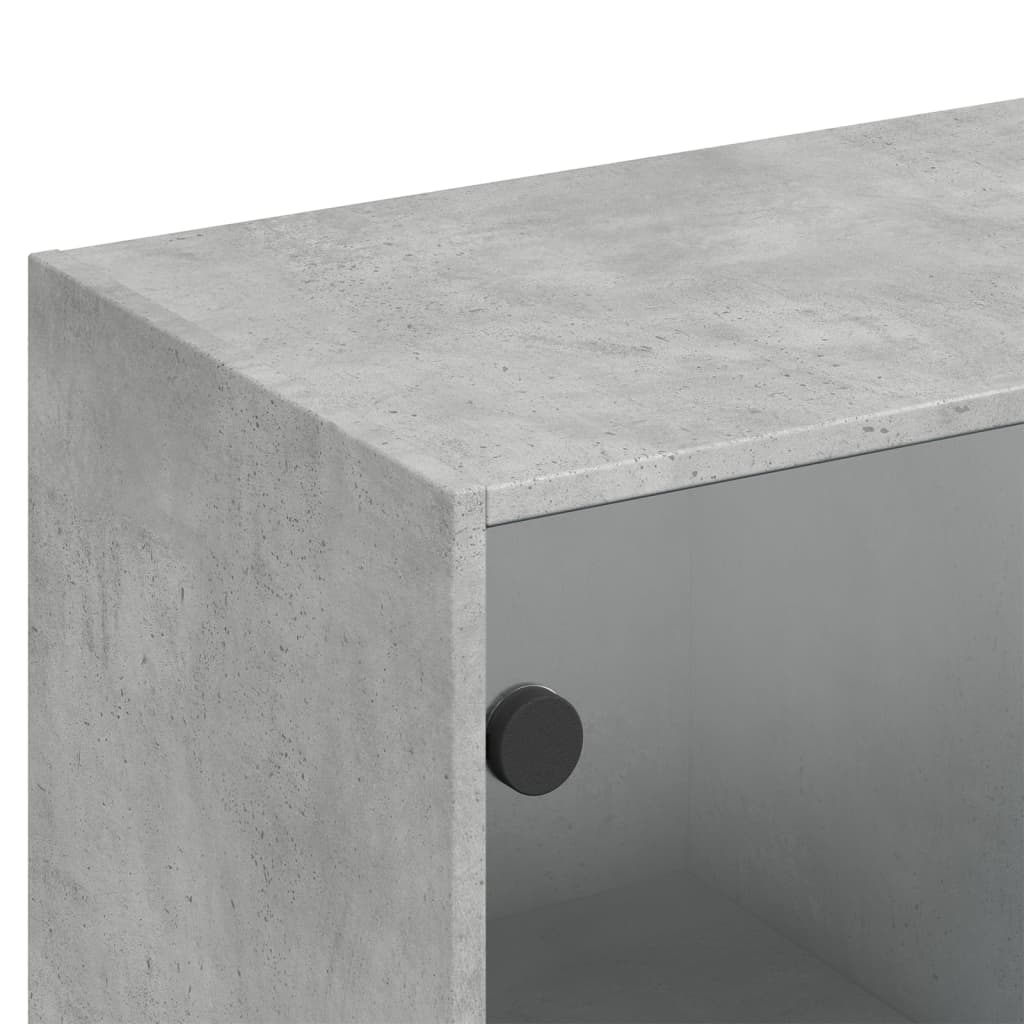 Βιβλιοθήκη με Πόρτες Γκρι Σκυροδέματος 136x37x142 εκ Επεξ. Ξύλο
