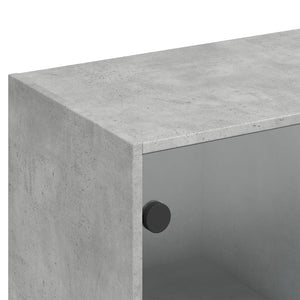 Βιβλιοθήκη με Πόρτες Γκρι Σκυροδέματος 136x37x142 εκ Επεξ. Ξύλο