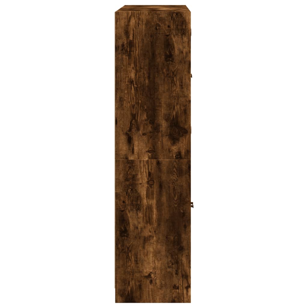 Βιβλιοθήκη με Πόρτες Καπνιστή Δρυς 136x37x142 εκ. Επεξ. Ξύλο
