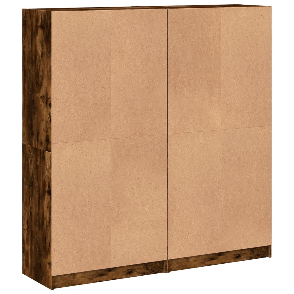 Βιβλιοθήκη με Πόρτες Καπνιστή Δρυς 136x37x142 εκ. Επεξ. Ξύλο