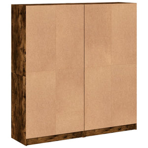 Βιβλιοθήκη με Πόρτες Καπνιστή Δρυς 136x37x142 εκ. Επεξ. Ξύλο