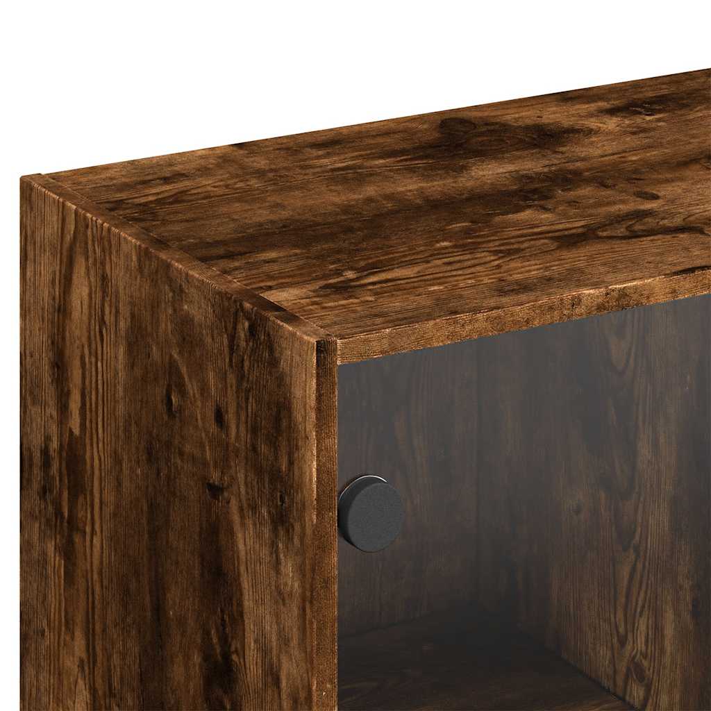 Βιβλιοθήκη με Πόρτες Καπνιστή Δρυς 136x37x142 εκ. Επεξ. Ξύλο