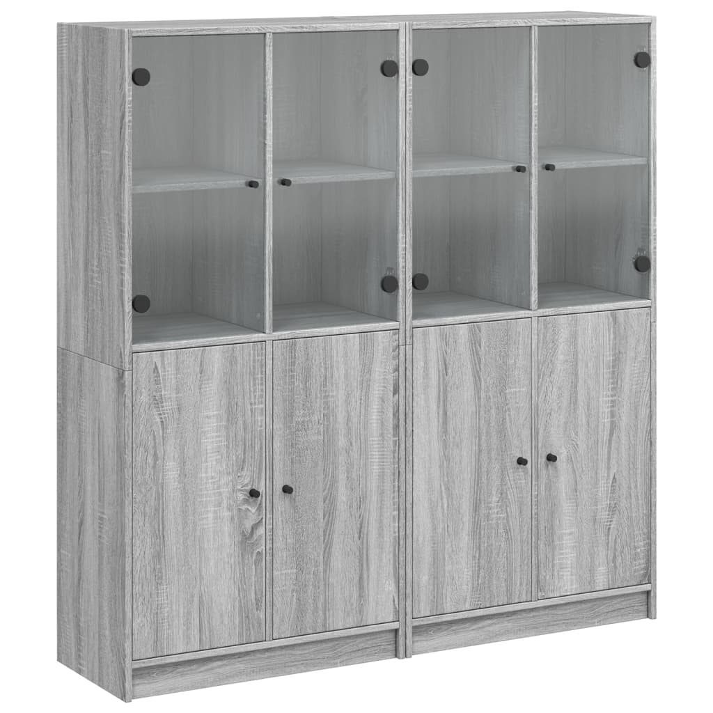 Βιβλιοθήκη με Πόρτες Γκρι Sonoma 136x37x142 εκ. Επεξ. Ξύλο