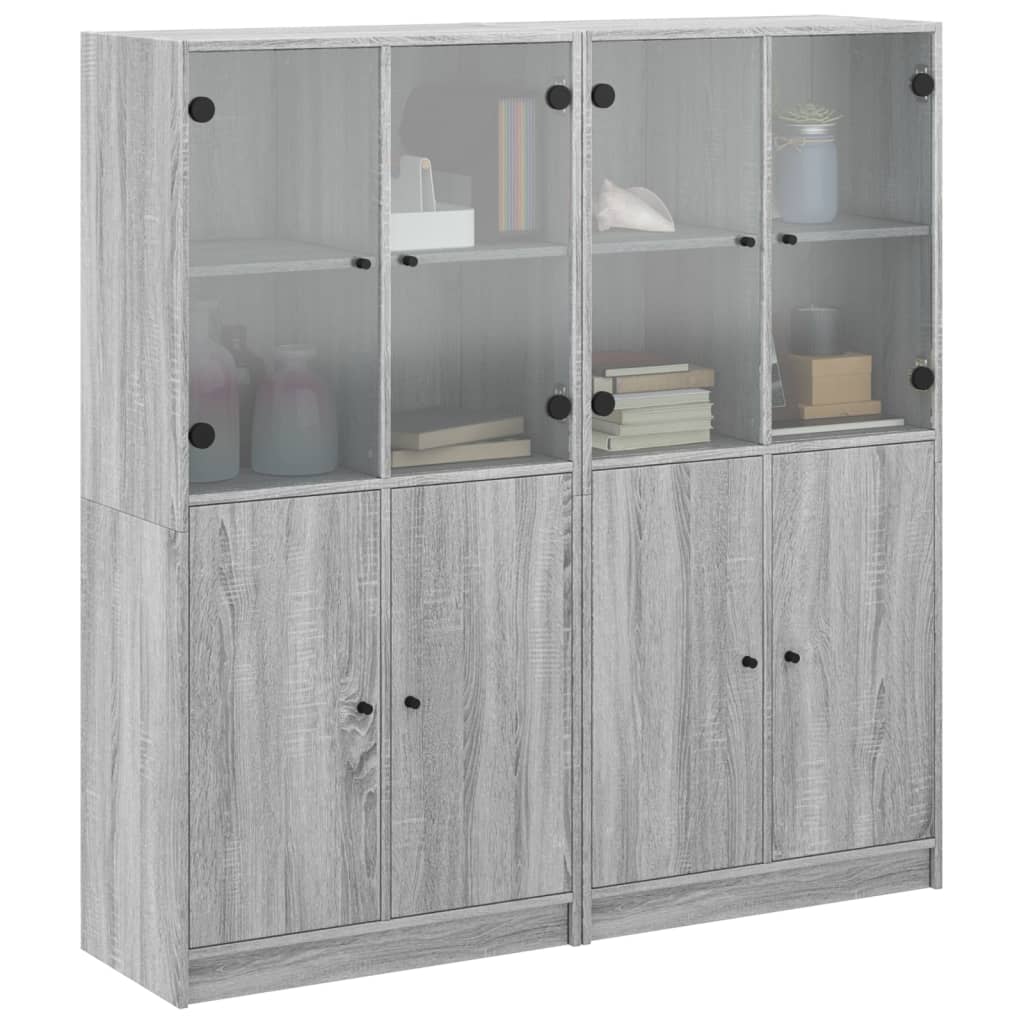 Βιβλιοθήκη με Πόρτες Γκρι Sonoma 136x37x142 εκ. Επεξ. Ξύλο