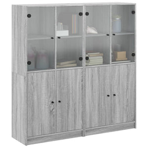 Βιβλιοθήκη με Πόρτες Γκρι Sonoma 136x37x142 εκ. Επεξ. Ξύλο