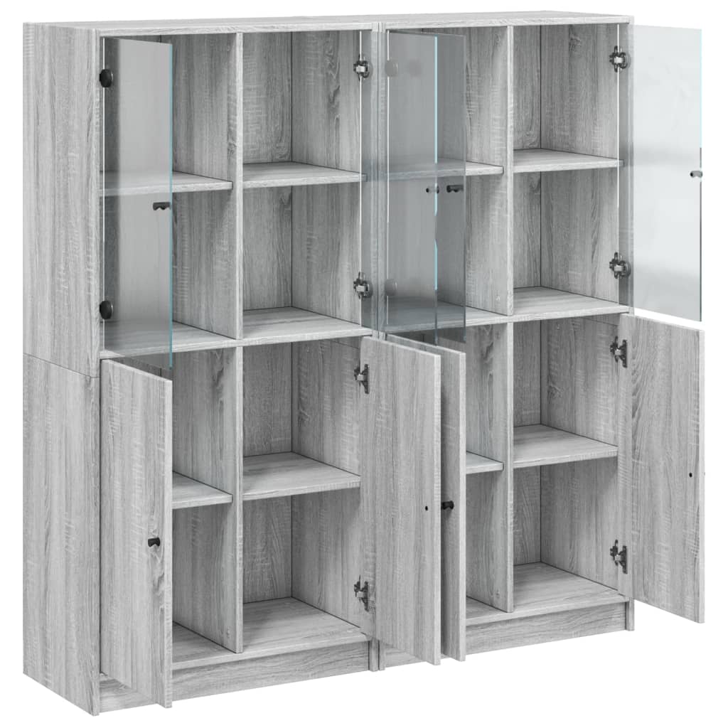 Βιβλιοθήκη με Πόρτες Γκρι Sonoma 136x37x142 εκ. Επεξ. Ξύλο