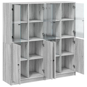 Βιβλιοθήκη με Πόρτες Γκρι Sonoma 136x37x142 εκ. Επεξ. Ξύλο