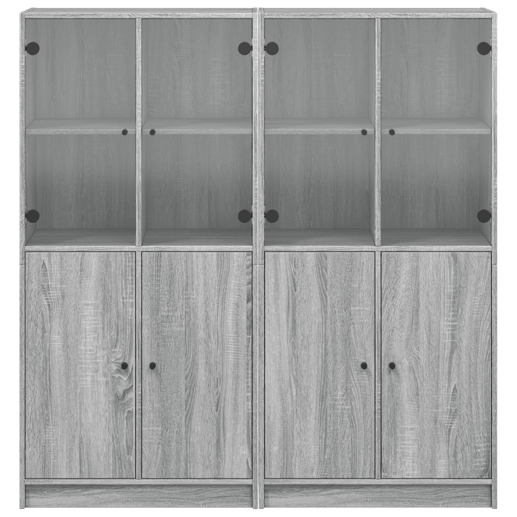 Βιβλιοθήκη με Πόρτες Γκρι Sonoma 136x37x142 εκ. Επεξ. Ξύλο