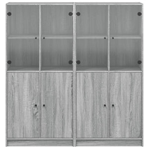 Βιβλιοθήκη με Πόρτες Γκρι Sonoma 136x37x142 εκ. Επεξ. Ξύλο