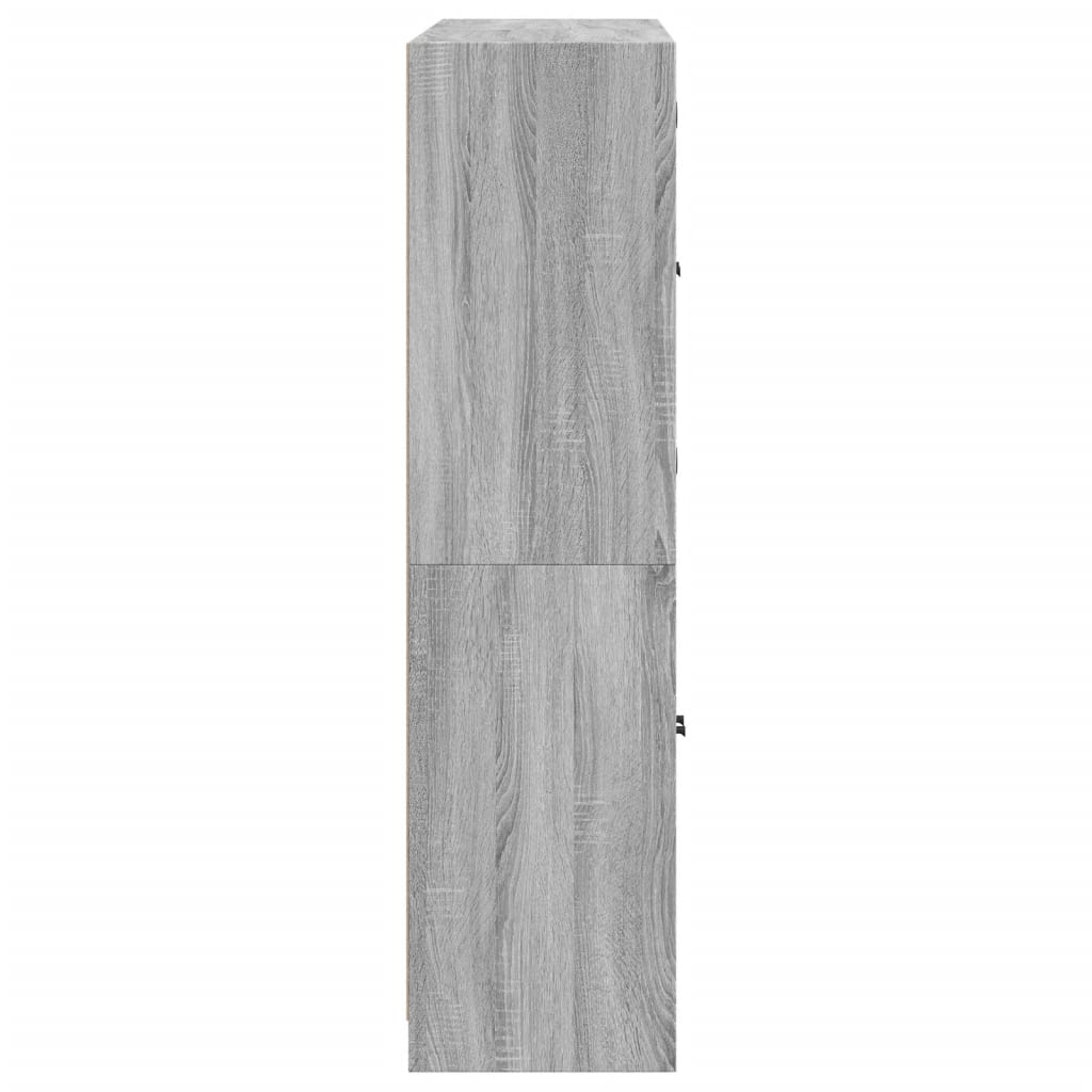 Βιβλιοθήκη με Πόρτες Γκρι Sonoma 136x37x142 εκ. Επεξ. Ξύλο