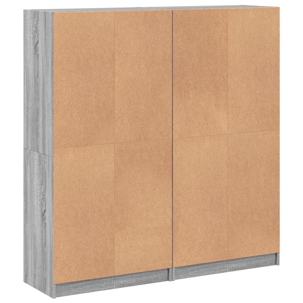 Βιβλιοθήκη με Πόρτες Γκρι Sonoma 136x37x142 εκ. Επεξ. Ξύλο