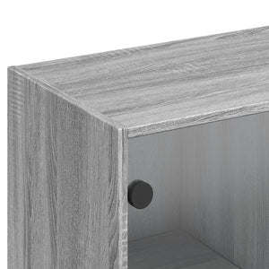 Βιβλιοθήκη με Πόρτες Γκρι Sonoma 136x37x142 εκ. Επεξ. Ξύλο