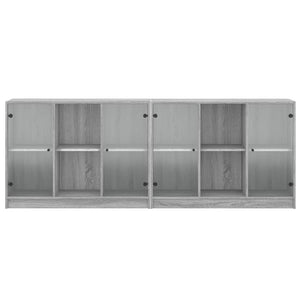 Βιβλιοθήκη με Πόρτες Γκρι Sonoma 204x37x75 εκ. Επεξ. Ξύλο