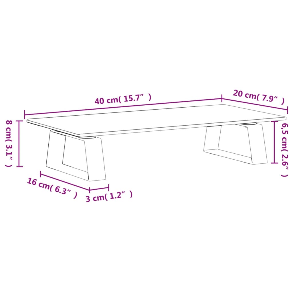 Βάση Οθόνης Λευκή 40 x 20 x 8 εκ. από Ψημένο Γυαλί και Μέταλλο