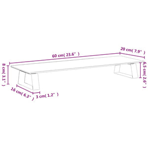 Βάση Οθόνης Λευκή 60 x 20 x 8 εκ. από Ψημένο Γυαλί και Μέταλλο