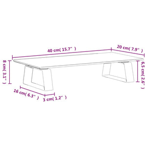 Βάση Οθόνης Μαύρη 40x20x8 εκ. από Ψημένο Γυαλί και Μέταλλο