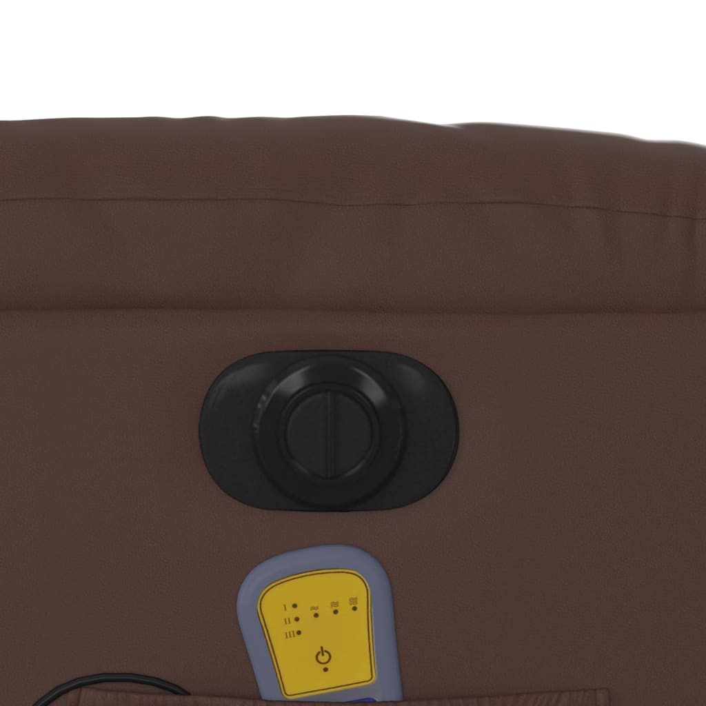 Πολυθρόνα Μασάζ Ηλεκτρική Ανακλινόμενη Καφέ από Συνθετικό Δέρμα