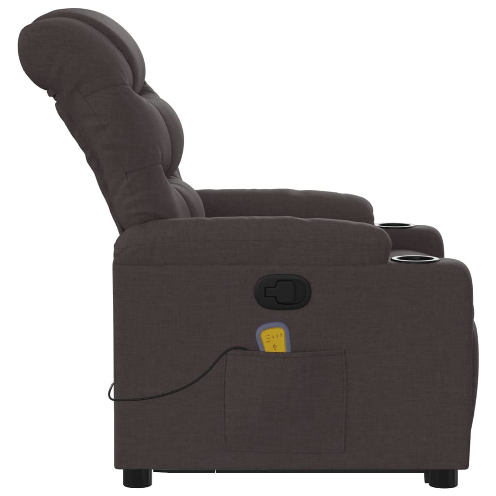 Πολυθρόνα Μασάζ Ανακλινόμενη με Ανύψωση Σκούρο Καφέ Υφασμάτινη