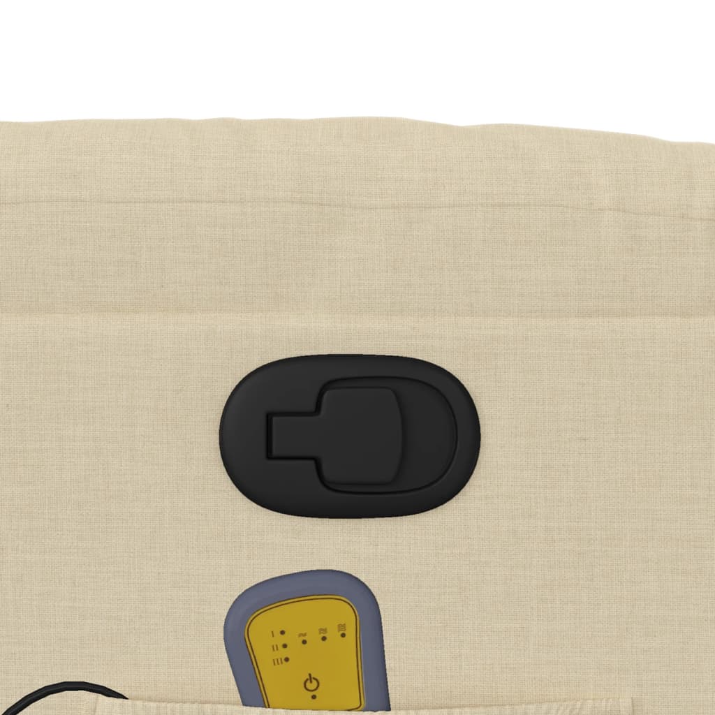 Πολυθρόνα Μασάζ Ανακλινόμενη με Ανύψωση Κρεμ Υφασμάτινη