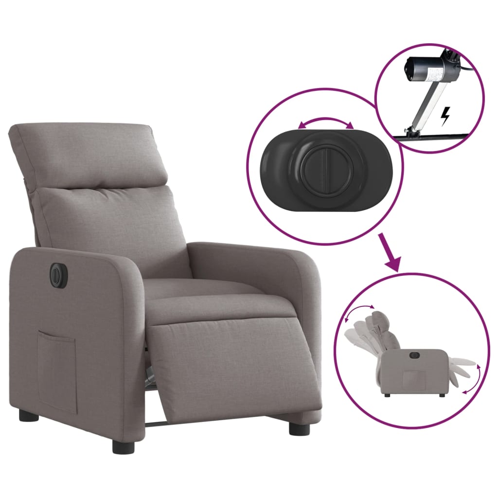 Πολυθρόνα Ανακλινόμενη Ηλεκτρική Taupe Υφασμάτινη