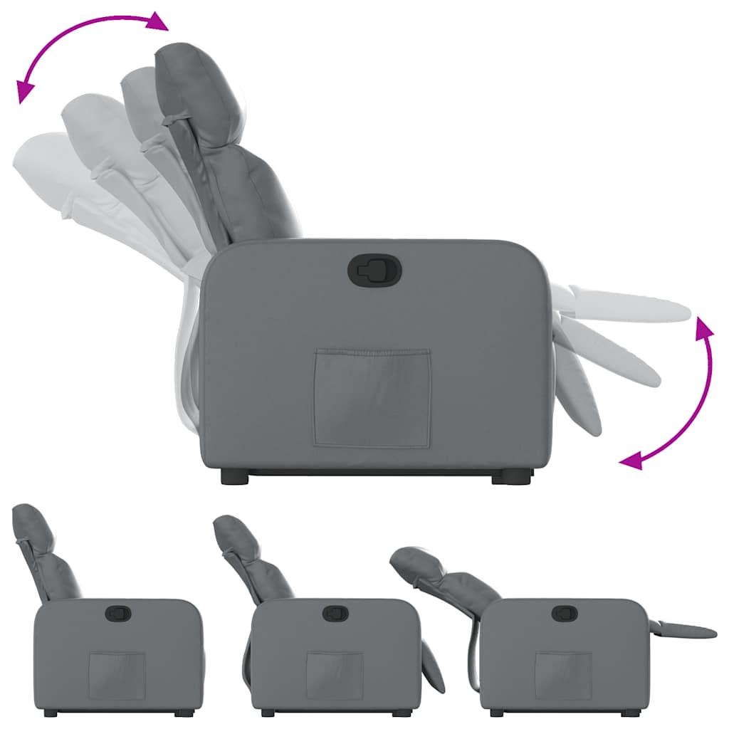 Πολυθρόνα Ανακλινόμενη με Ανύψωση Γκρι Συνθετικό Δέρμα