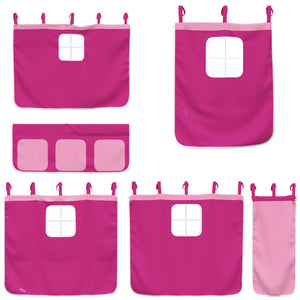 Υπερυψ. Κρεβάτι με Κουρτίνες Ροζ 90 x 190 εκ. Μασίφ Ξύλο Πεύκου - Pakobazaar