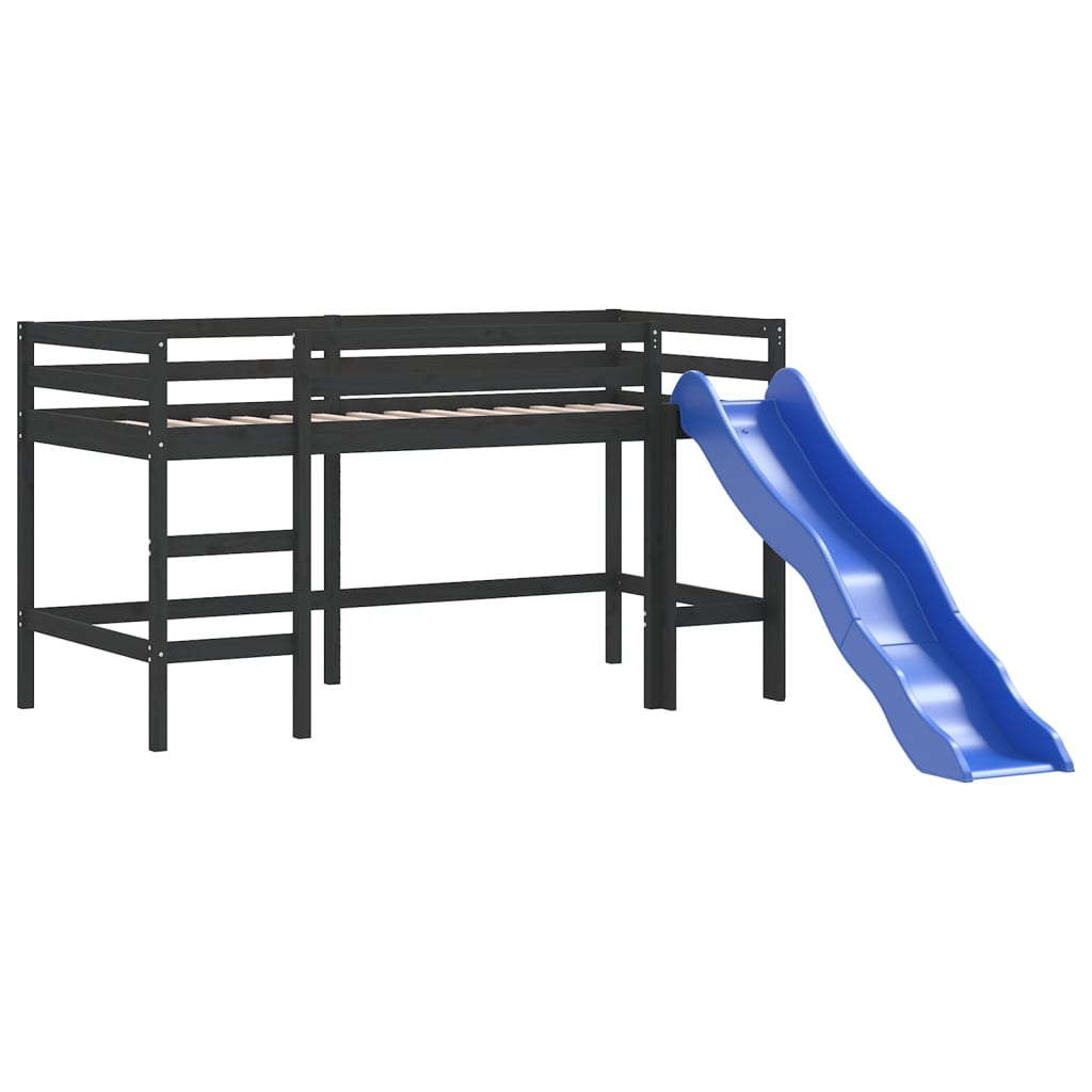 Υπερυψωμένο Κρεβάτι με Πύργο Ροζ 90x200 εκ. Μασίφ Ξύλο Πεύκου