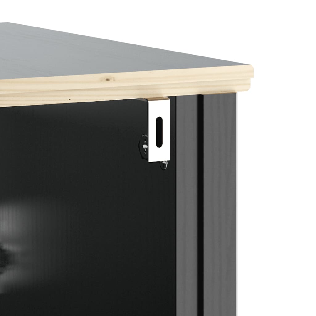 Σετ Έπιπλα Μπάνιου 4 Τεμαχίων BERG Μαύρα από Μασίφ Ξύλο Πεύκου - Pakobazaar