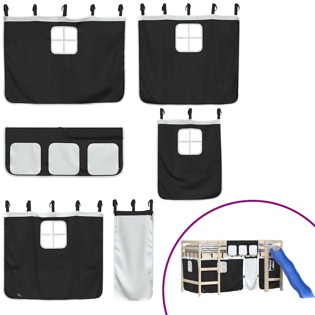 Κουρτίνες για Κρεβάτι Κουκέτα Λευκό / Μαύρο από Πολυεστέρα