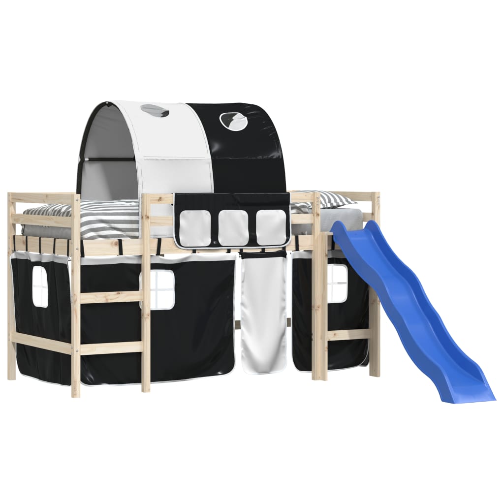 Κουρτίνες για Υπερυψ. Κρεβάτι με Τούνελ Λευκό/Μαύρο Πολυεστέρα