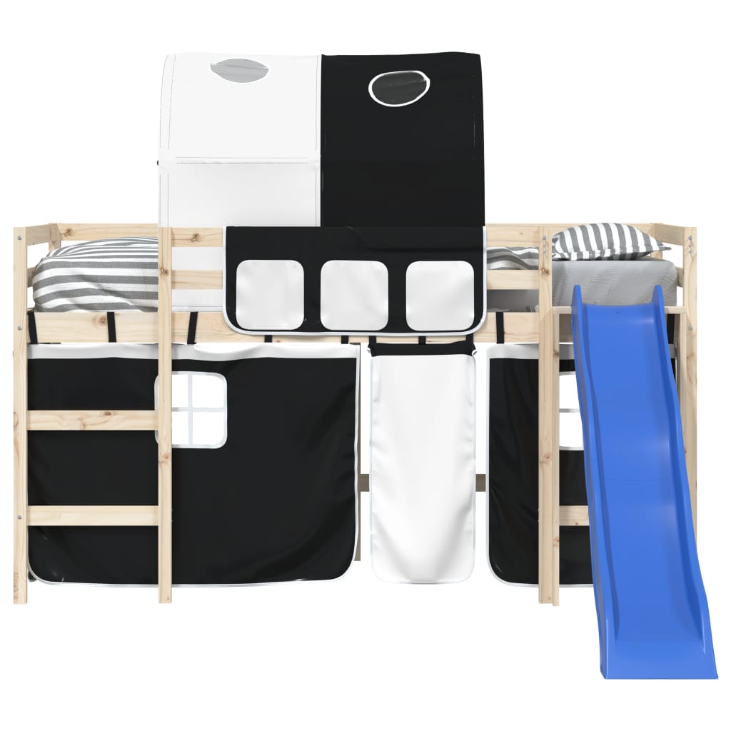 Κουρτίνες για Υπερυψ. Κρεβάτι με Τούνελ Λευκό/Μαύρο Πολυεστέρα