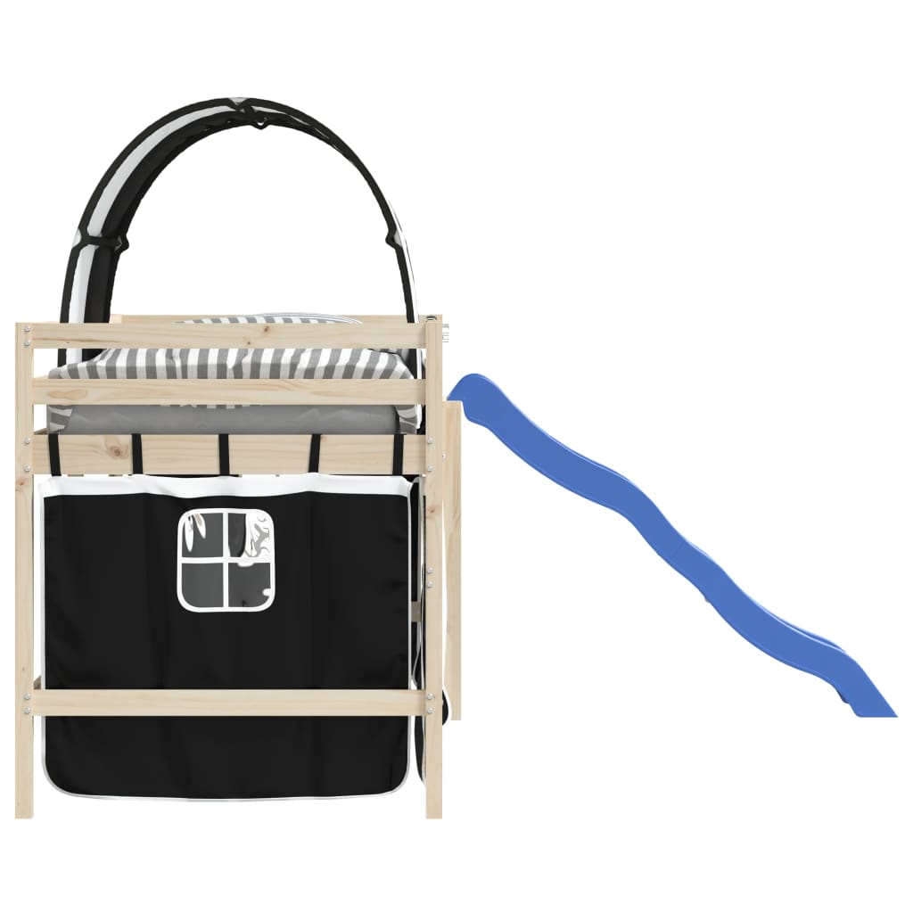 Κουρτίνες για Υπερυψ. Κρεβάτι με Τούνελ Λευκό/Μαύρο Πολυεστέρα