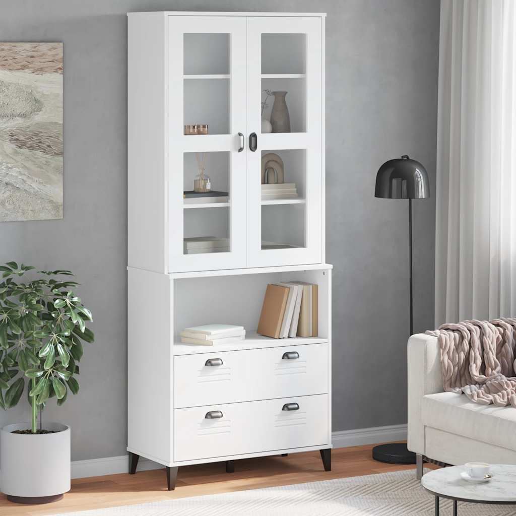 Ντουλάπι Ψηλό VIKEN Λευκός 80x40x80 εκ. από Μασίφ Ξύλο Πεύκου - Pakobazaar