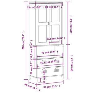 Ντουλάπι Ψηλό VIKEN Λευκός 80x40x80 εκ. από Μασίφ Ξύλο Πεύκου